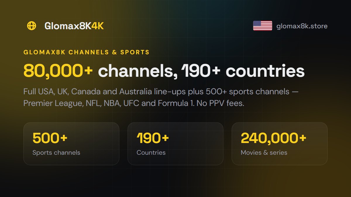 Glomax8K channel list: 80,000+ live channels with full USA line-ups