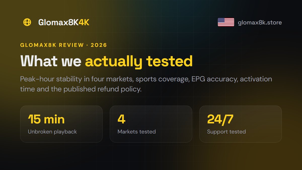 Glomax8K review 2026: buffering, channels, activation time and refunds tested